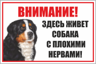 Табличка «Собака с плохими нервами»