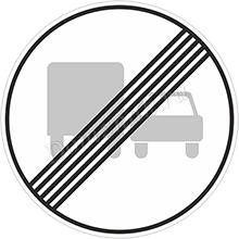 Дорожный знак Конец запрещения обгона грузовым автомобилям