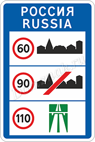 Дорожный знак Общие ограничения максимальной скорости