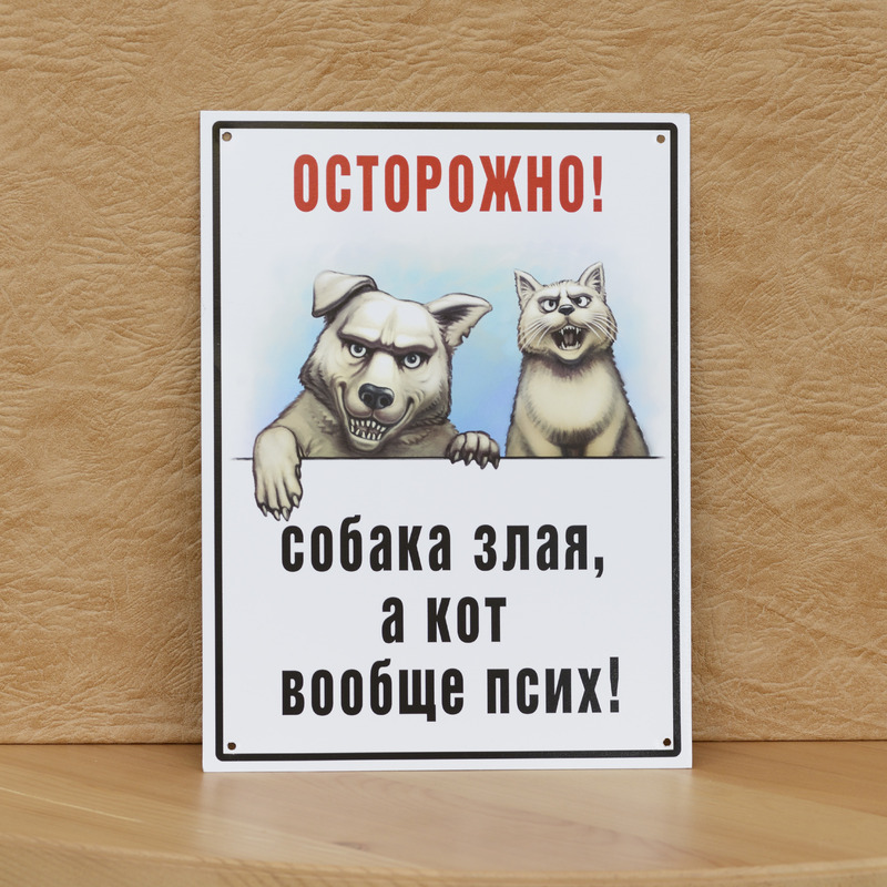 Осторожно собака злая а кот вообще дебил картинки