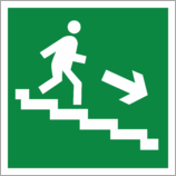 Знак «Направление к эвакуационному выходу по лестнице вниз»