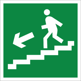 Указатель Направление к эвакуационному выходу по лестнице вниз