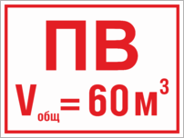 Знак «Пожарный водоем общий объем 60 кубометров»