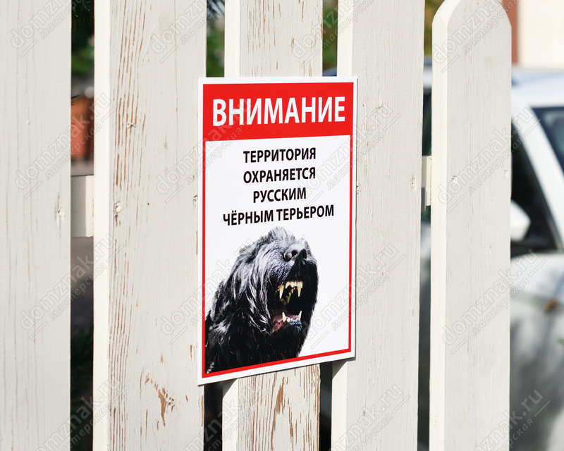 Табличка с черным русским терьером